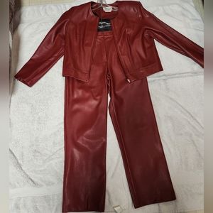 Micheal phillips faux red leather pant suit sz12